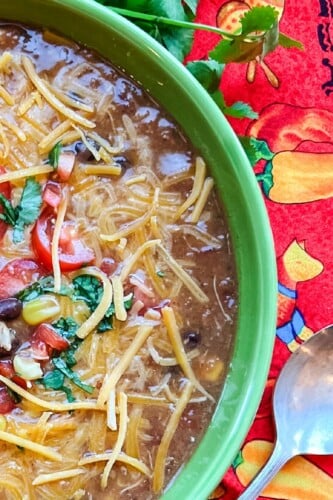 soup in a bowl. 