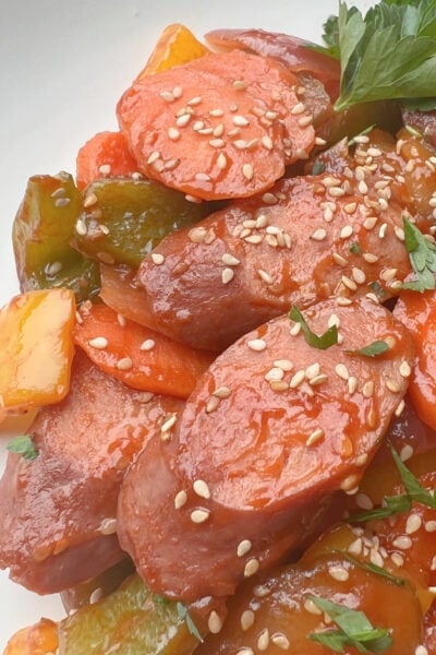Korean Kielbasa Veggie Stir Fry - Chef Alli