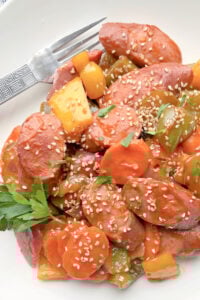 Korean Kielbasa Veggie Stir Fry - Chef Alli