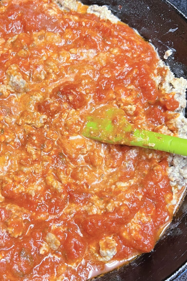 Bubble Up Tortellini with Creamy Meat Sauce