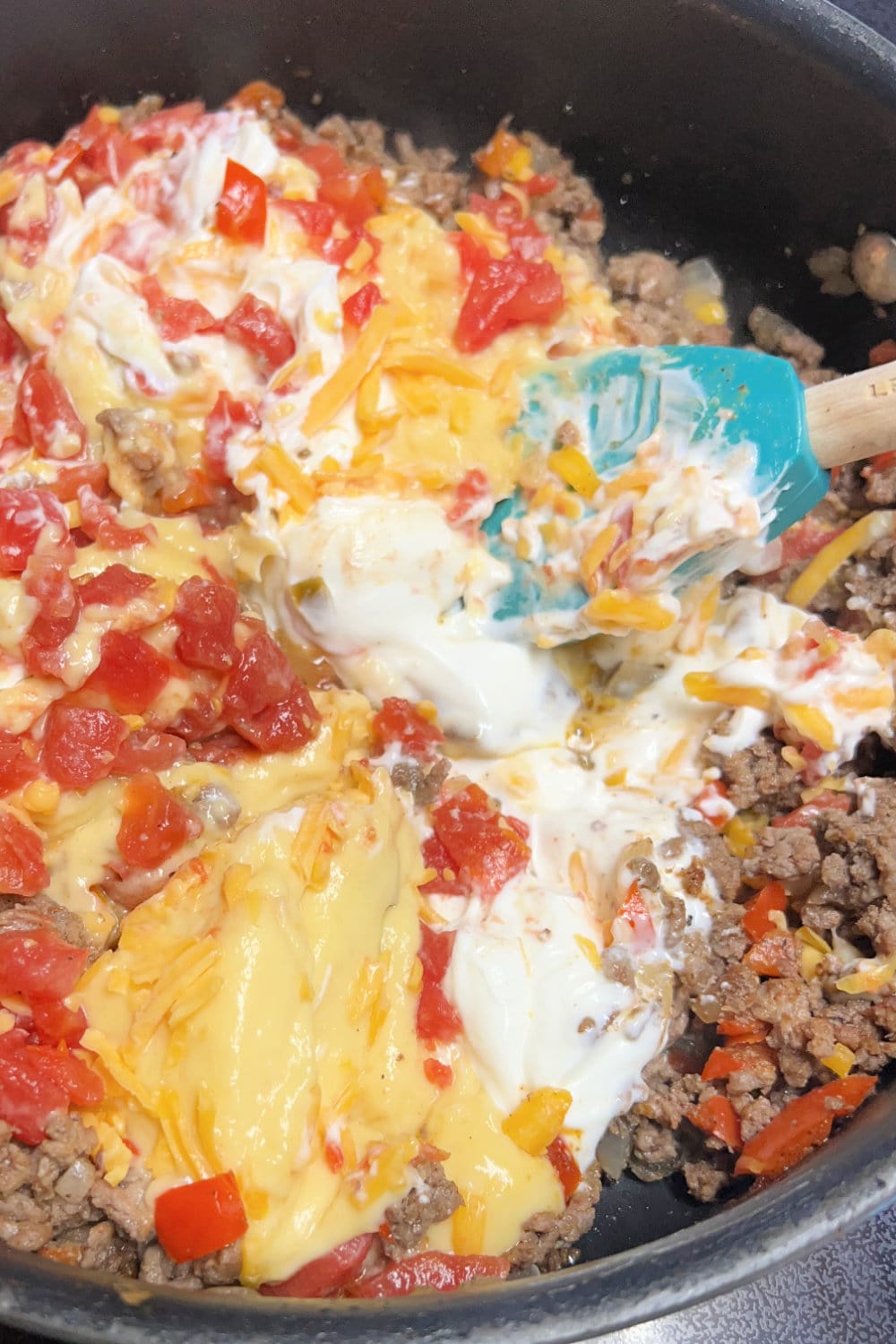 The ingredients for making the ground beef filling for cornbread casserole. 