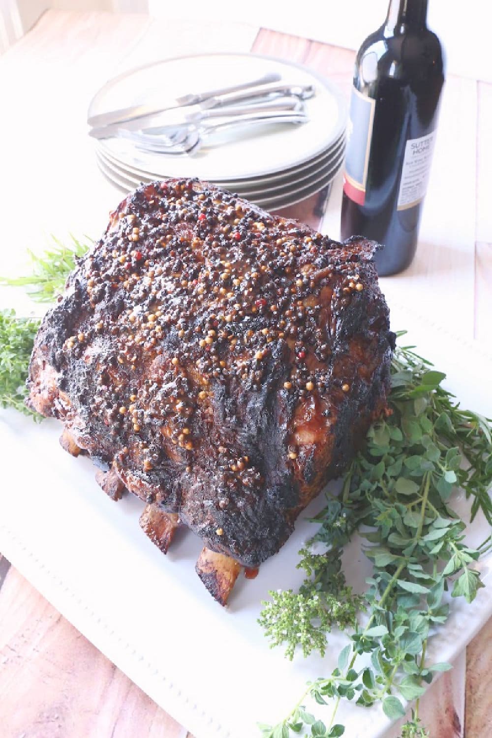 Bone-In Prime Rib Roast with Rub and Red Wine