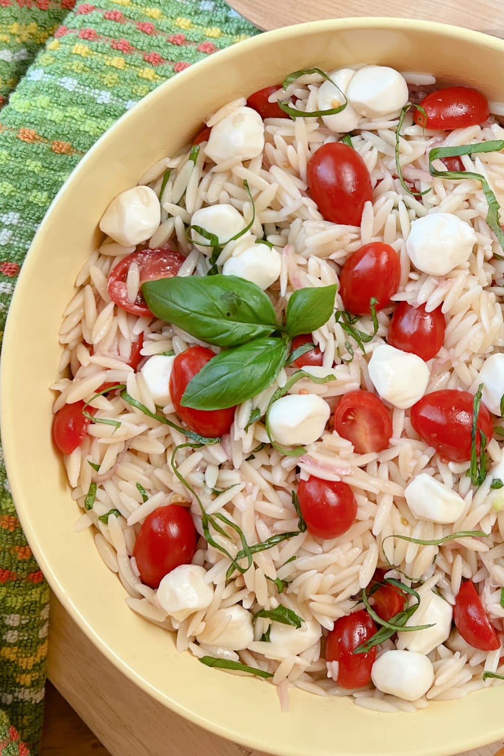 Caprese Orzo Pasta Salad with Mozzarella Balls