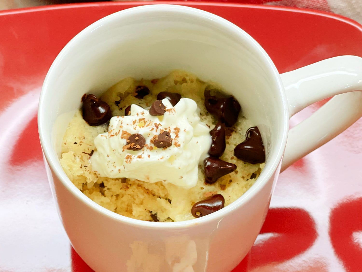 Warm and indulgent Chocolate Chip Mug Cake. 