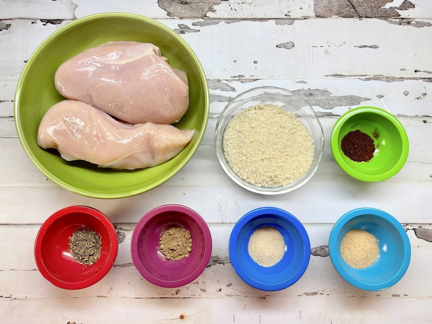 Ingredients for Air Fryer Pollo Empanizado or Milanesa de Pollo. 