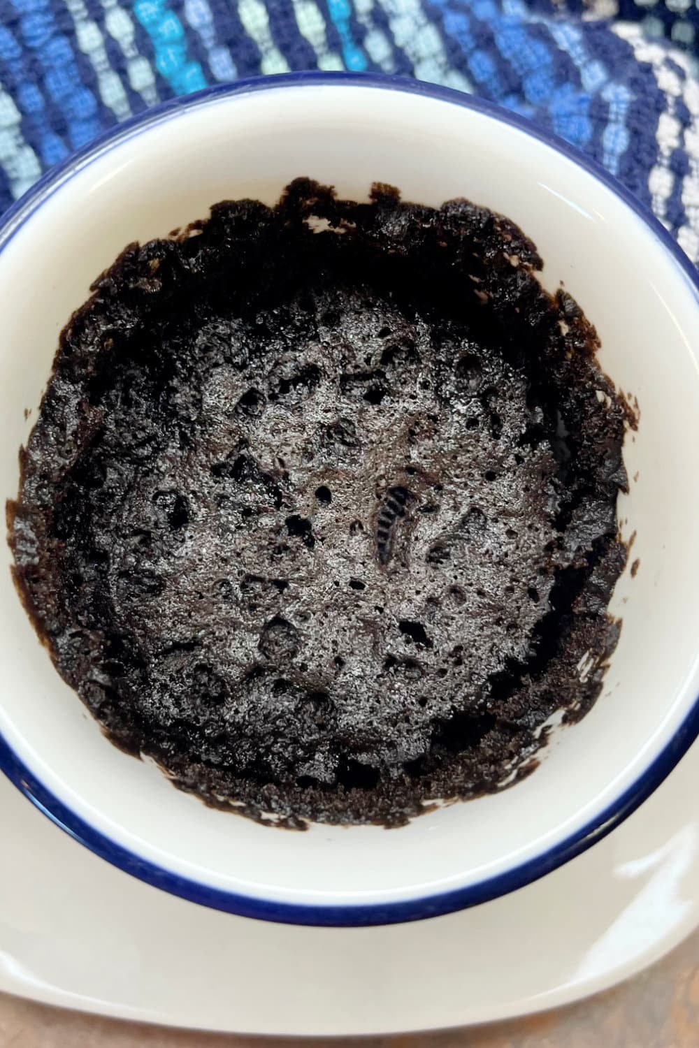 A freshly baked Oreo Mug Cake. 