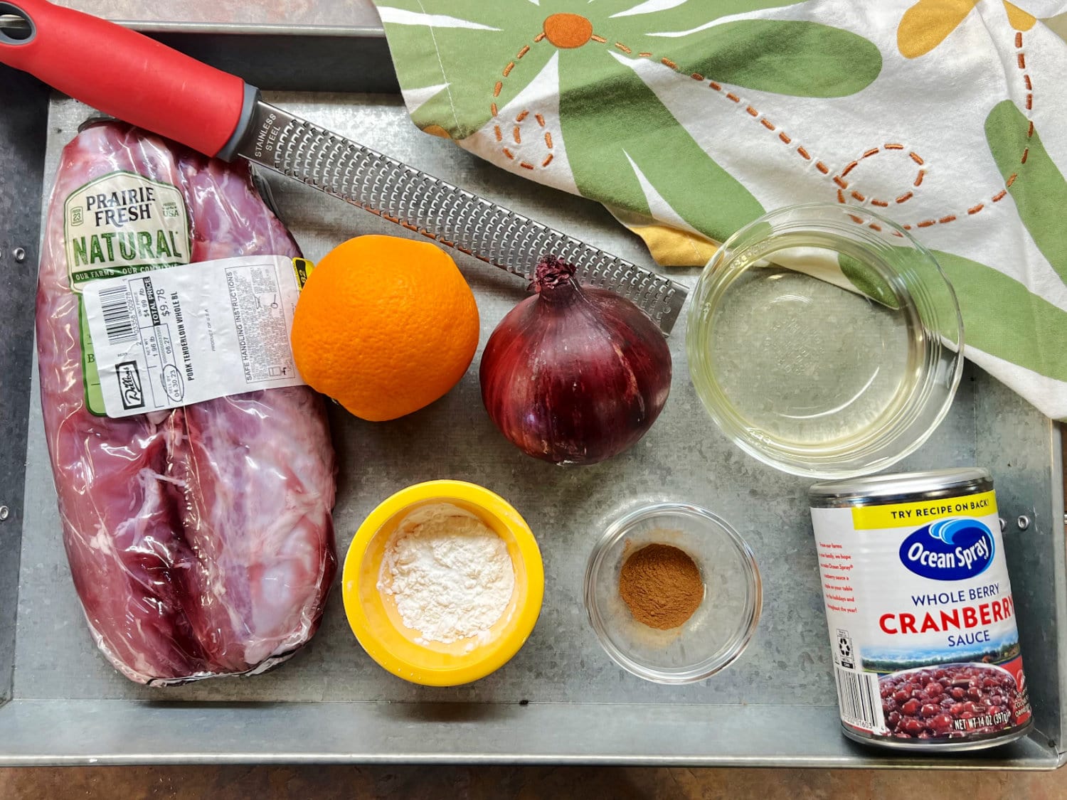 All the ingredients needed to make Cranberry Pork Tenderloin.