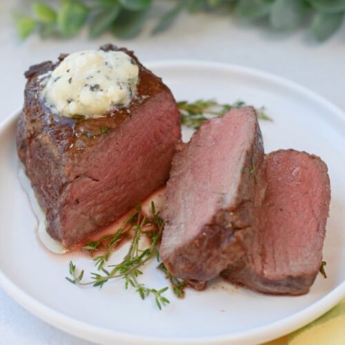 Filet mignon recipe made in the oven after a short sear.