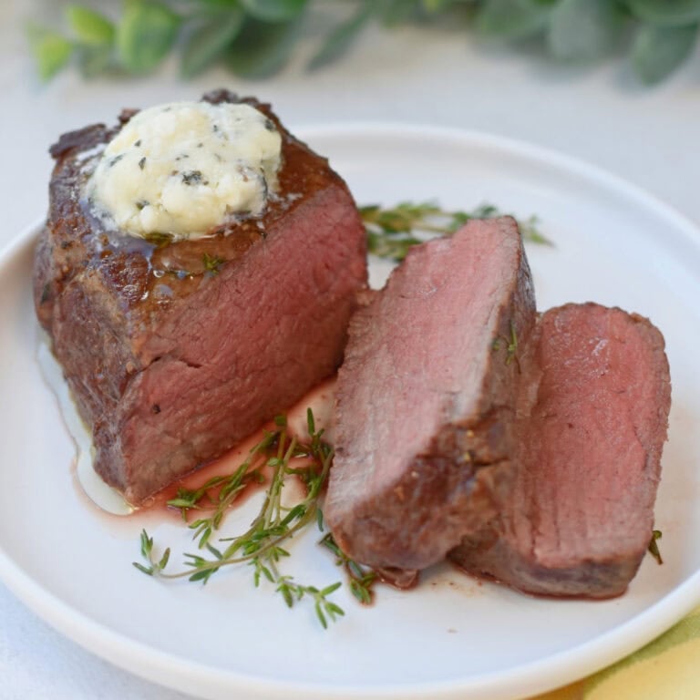 Filet mignon recipe made in the oven after a short sear.