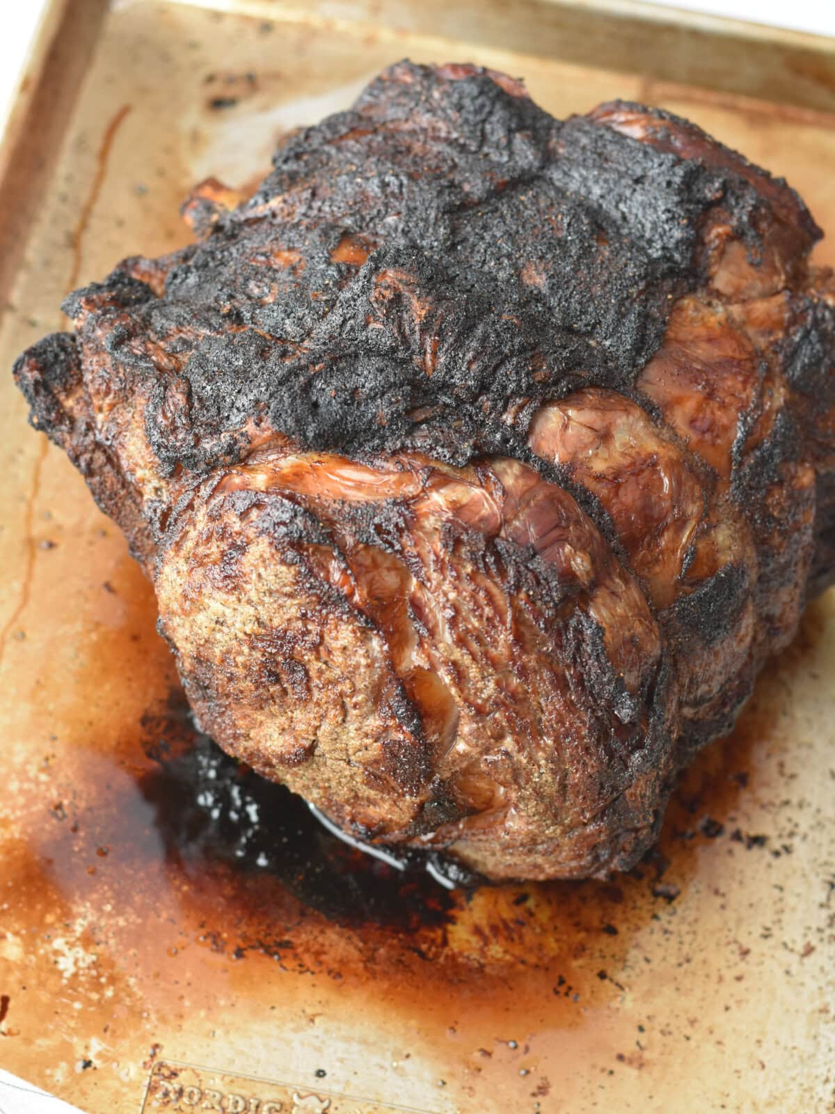 prime-rib-roast-standing Partially cooked standing rib roast.