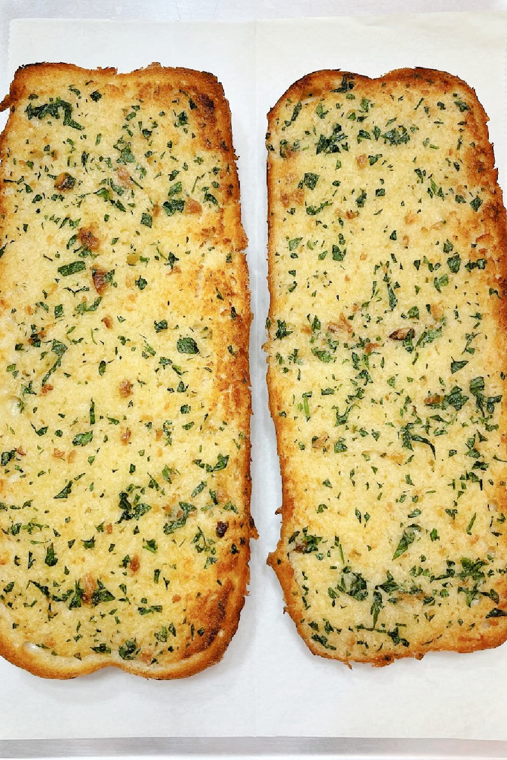 Toasted and butter Italian bread hot from the oven. 