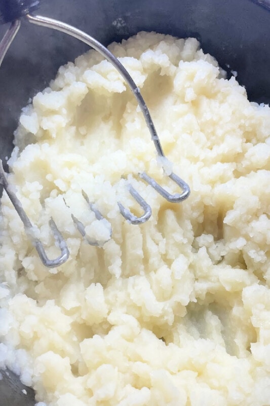 Cooked potatoes that have been mashed. 