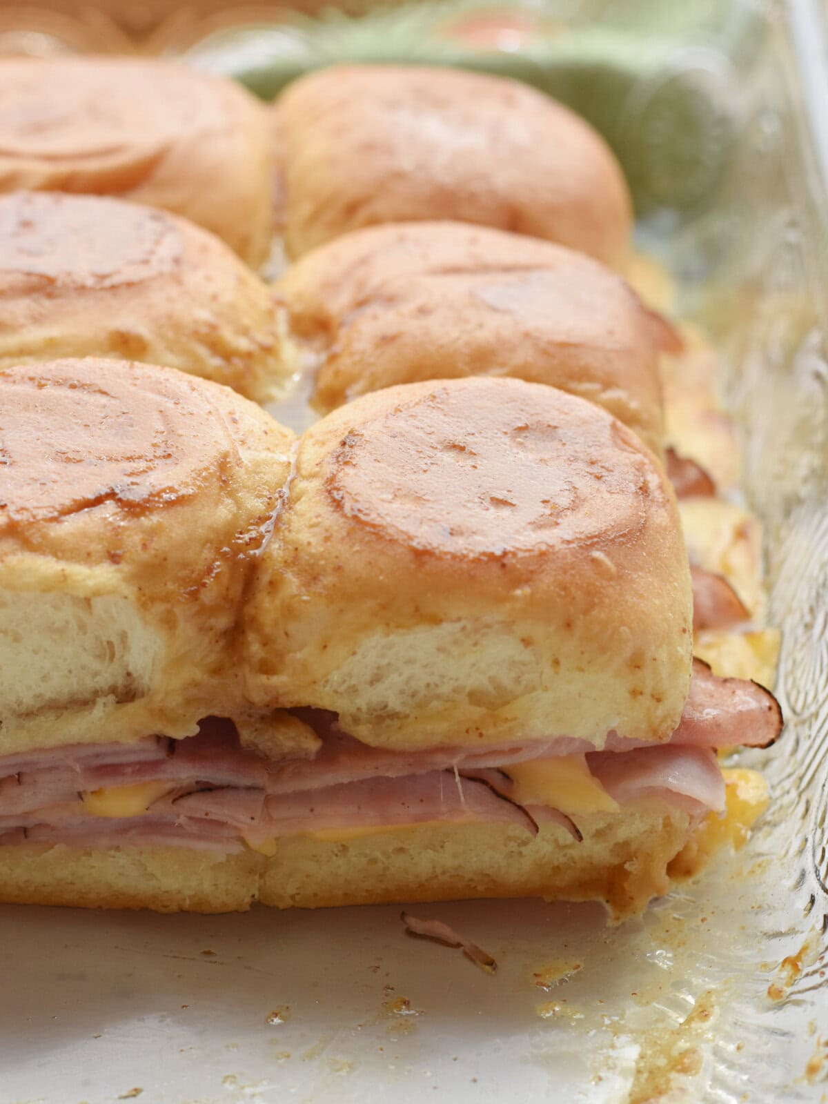 Kings Hawaiian Ham and Cheese Sliders made with honey ham and smoked gouda cheese. 