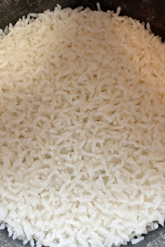 Fully cooked sushi rice in an Instant Pot. 