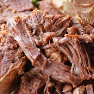 Shredded roast beef made in the Instant Pot.