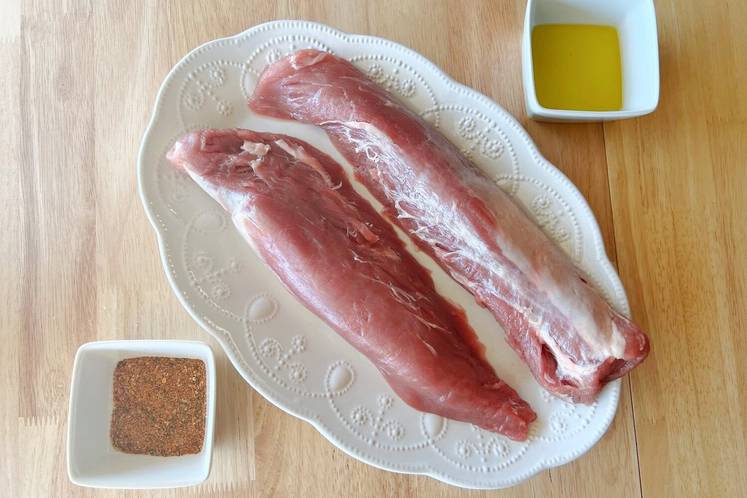 All the ingredients needed to make Juicy Air Fryer Pork Tenderloin. 