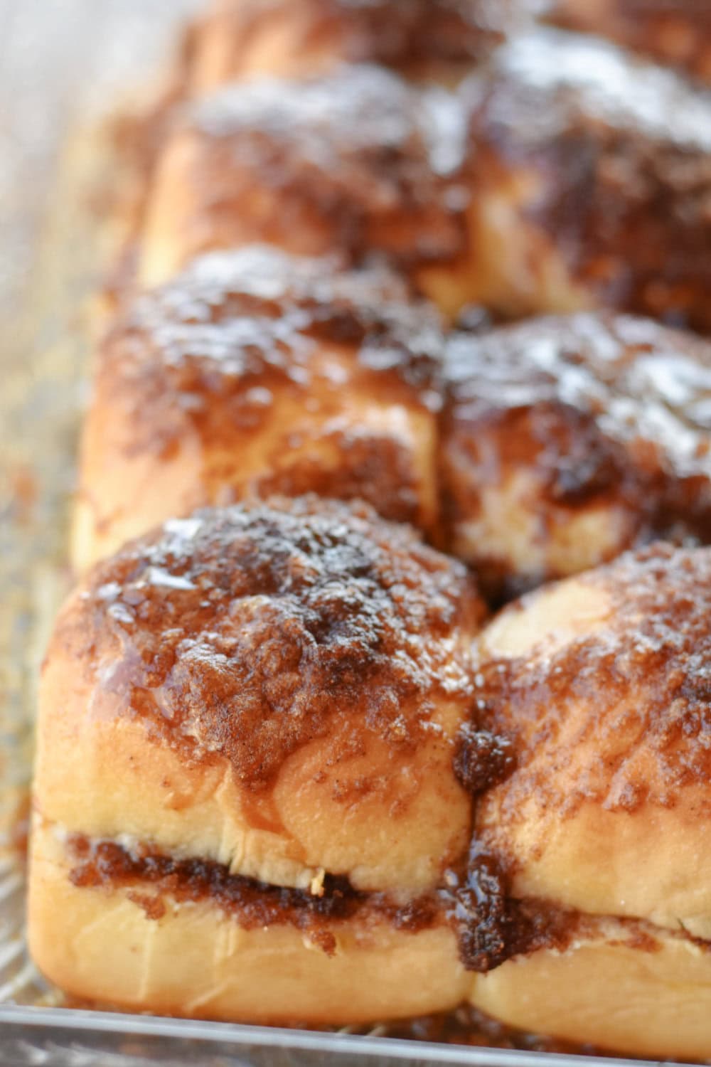 Baked Hawaiian Roll Cinnamon Rolls, fresh from the oven. 