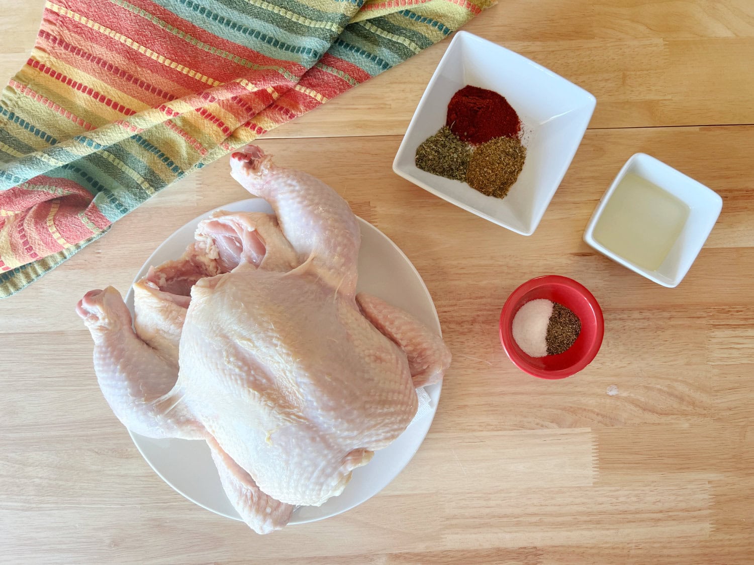 All the ingredients needed to make Whole Chicken in the Air Fryer/ 