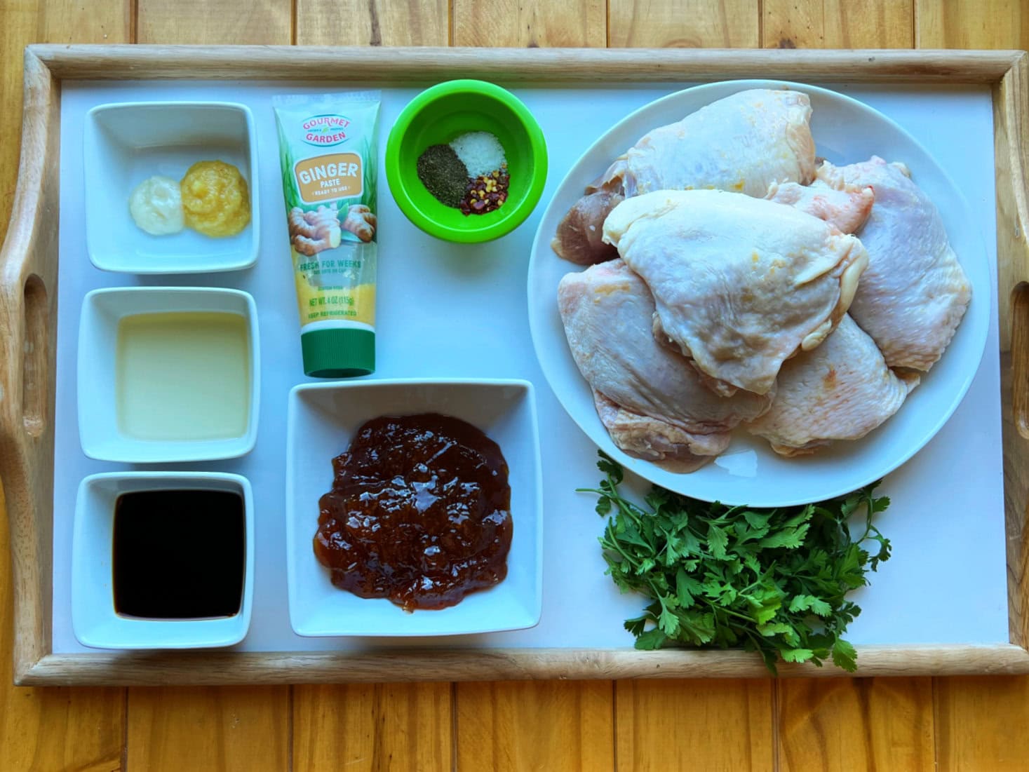 All the ingredients needed to make Sticky Asian Chicken Thighs. 