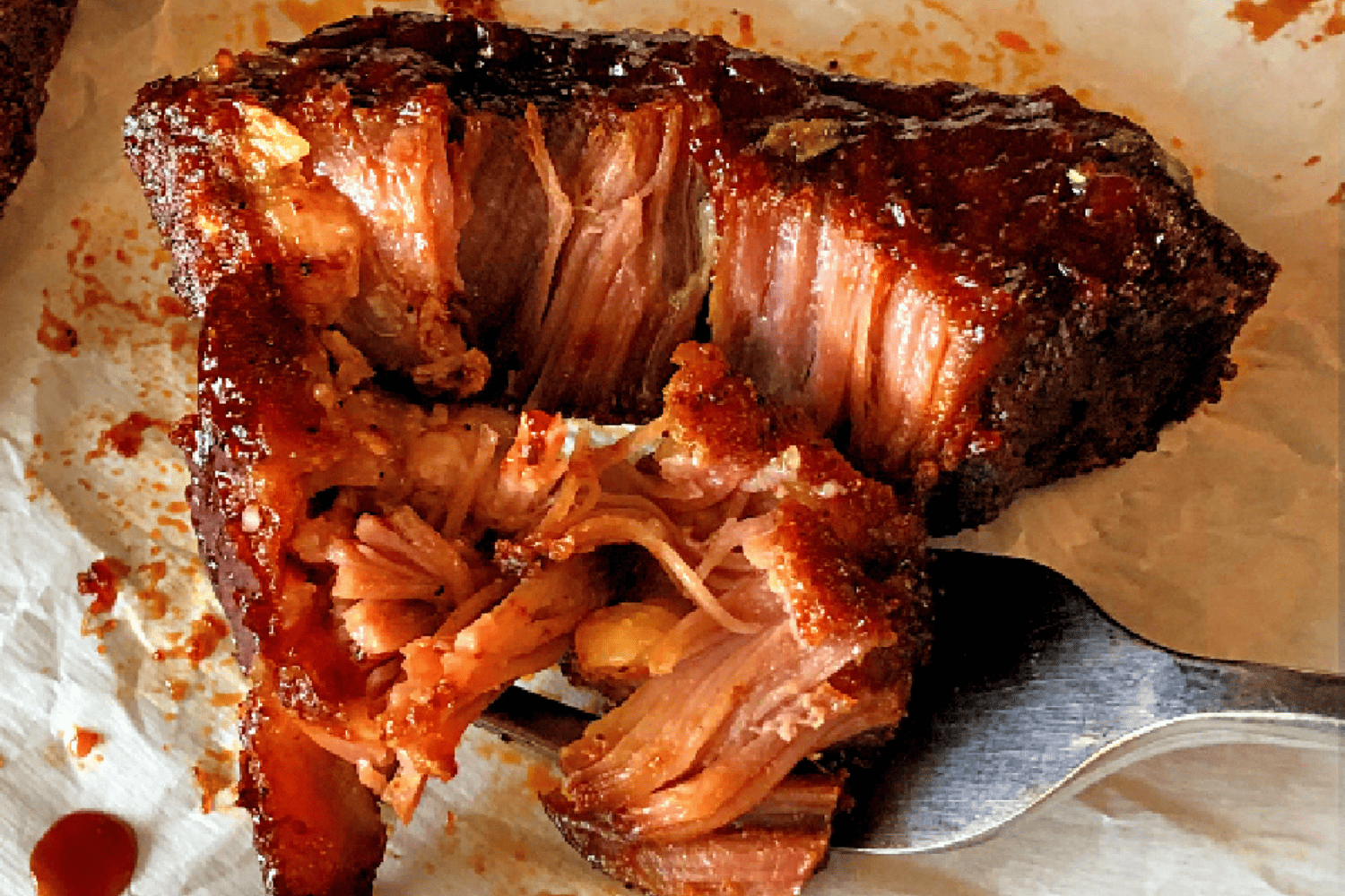 Oven baked country style ribs with sticky sweet bbq sauce. 