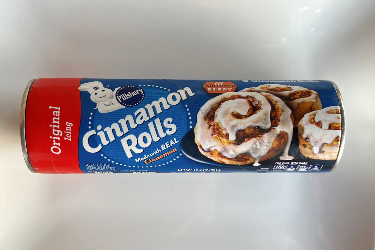 A tube of Pillsbury Cinnamon Rolls. 