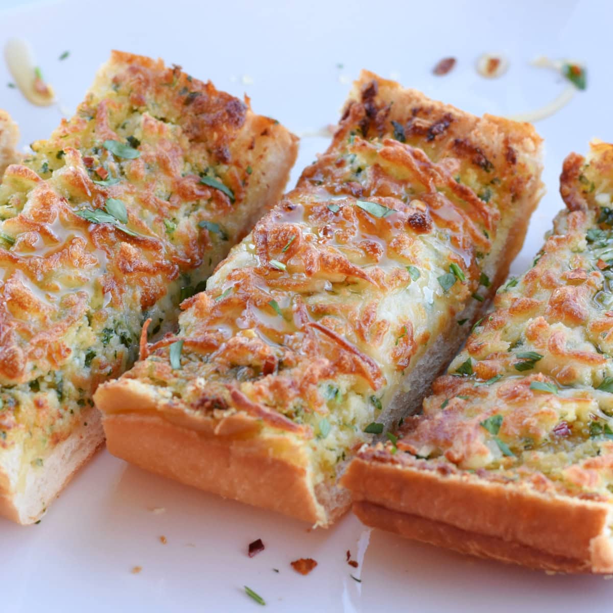 Hot and toasty Air Fryer Garlic Bread.