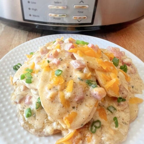 The best ham and scalloped potatoes made in a crock pot.