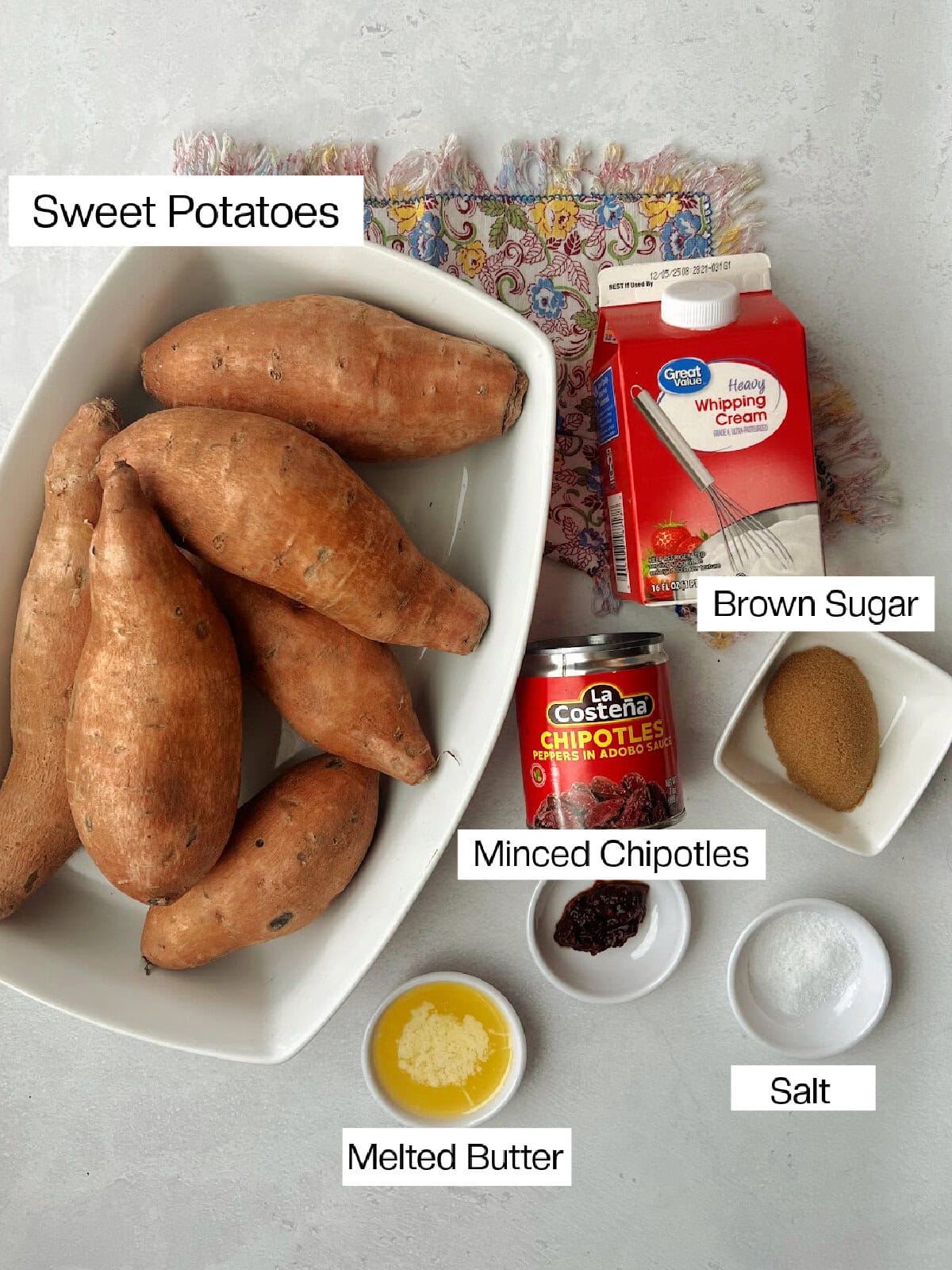 scalloped-sweet-potatoes-ingredients Scalloped Sweet Potato ingredients.