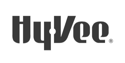 Hyvee logo in black and white.