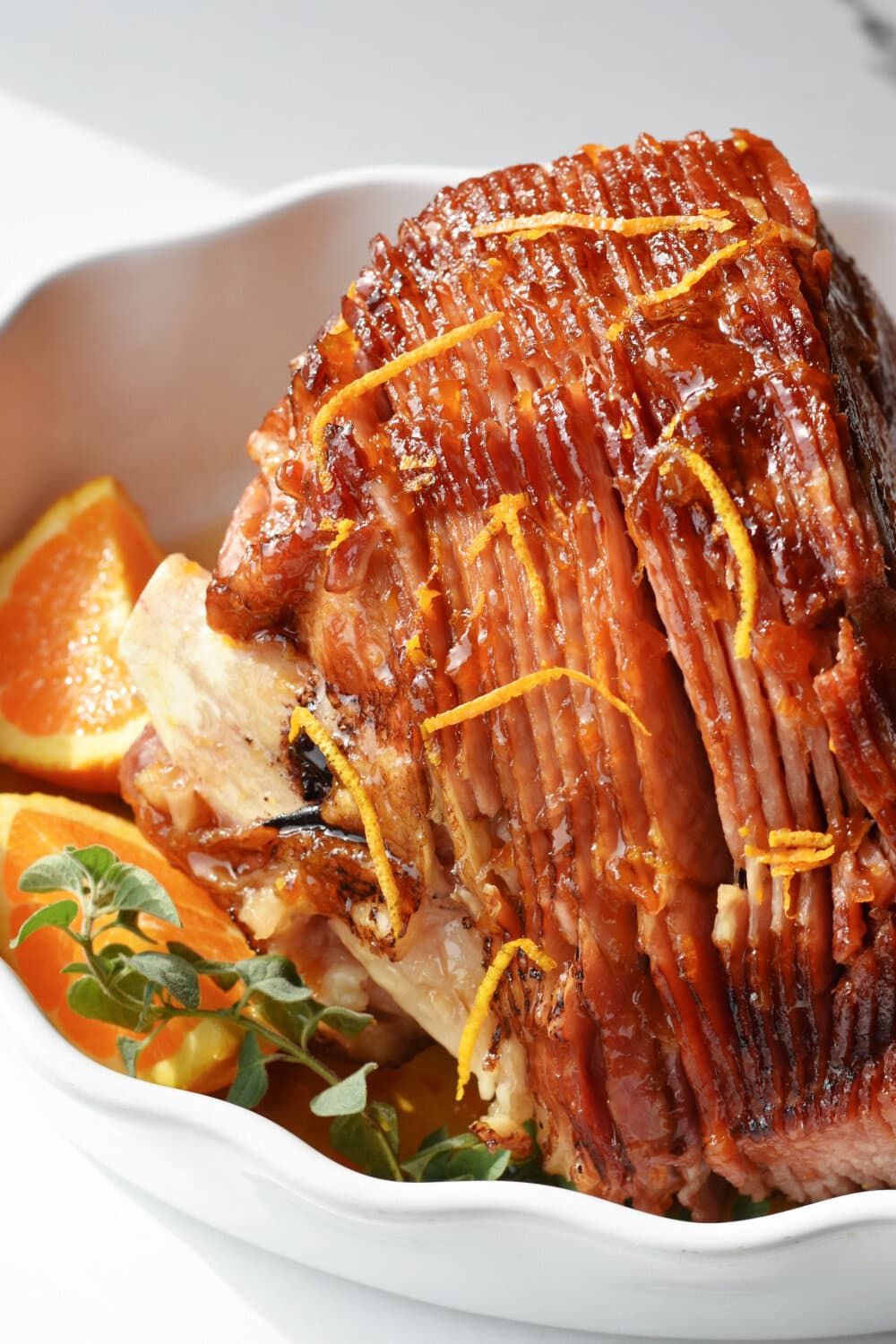 tender-instant-pot-ham Tender and juicy ham sliced from a pressure cooker.