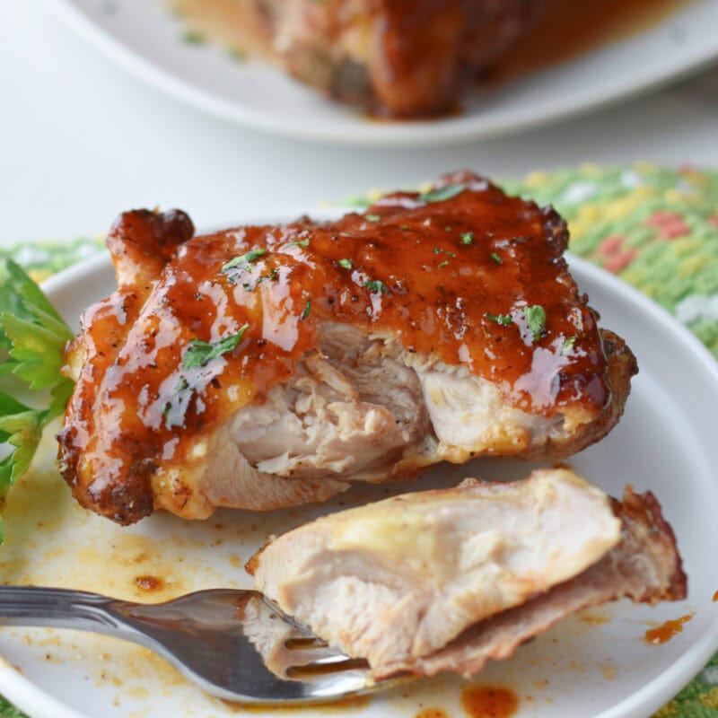 Hot honey chicken thighs in the air fryer.