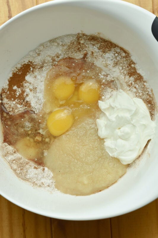 crumb-cake-raw-ingredients Raw ingredients in a mixing bowl.