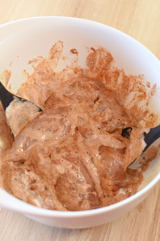 marinated-chicken-thighs Meat in a Greek yogurt and lemon marinade.