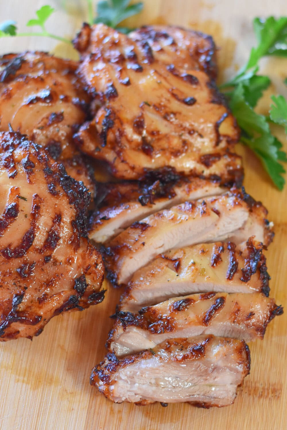 skinless-boneless-chicken-thighs Perfectly cooked skinless, boneless chicken thighs.
