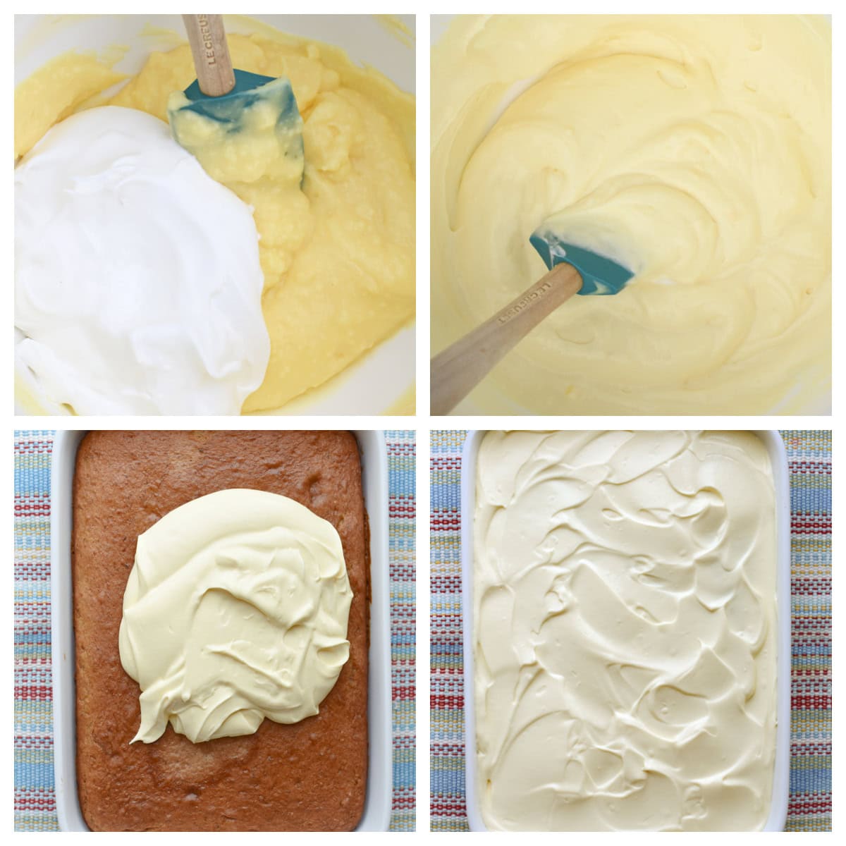 Making frosting for a sheet cake. 