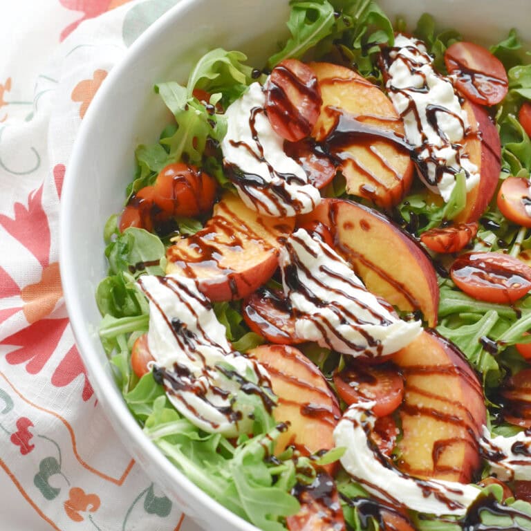 Peach Burrata Salad with Arugula