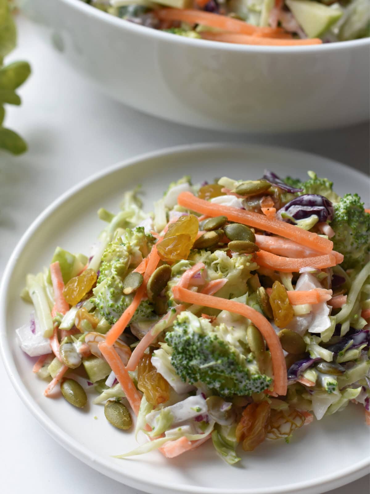 A serving of Broccoli Salad with Raisins.