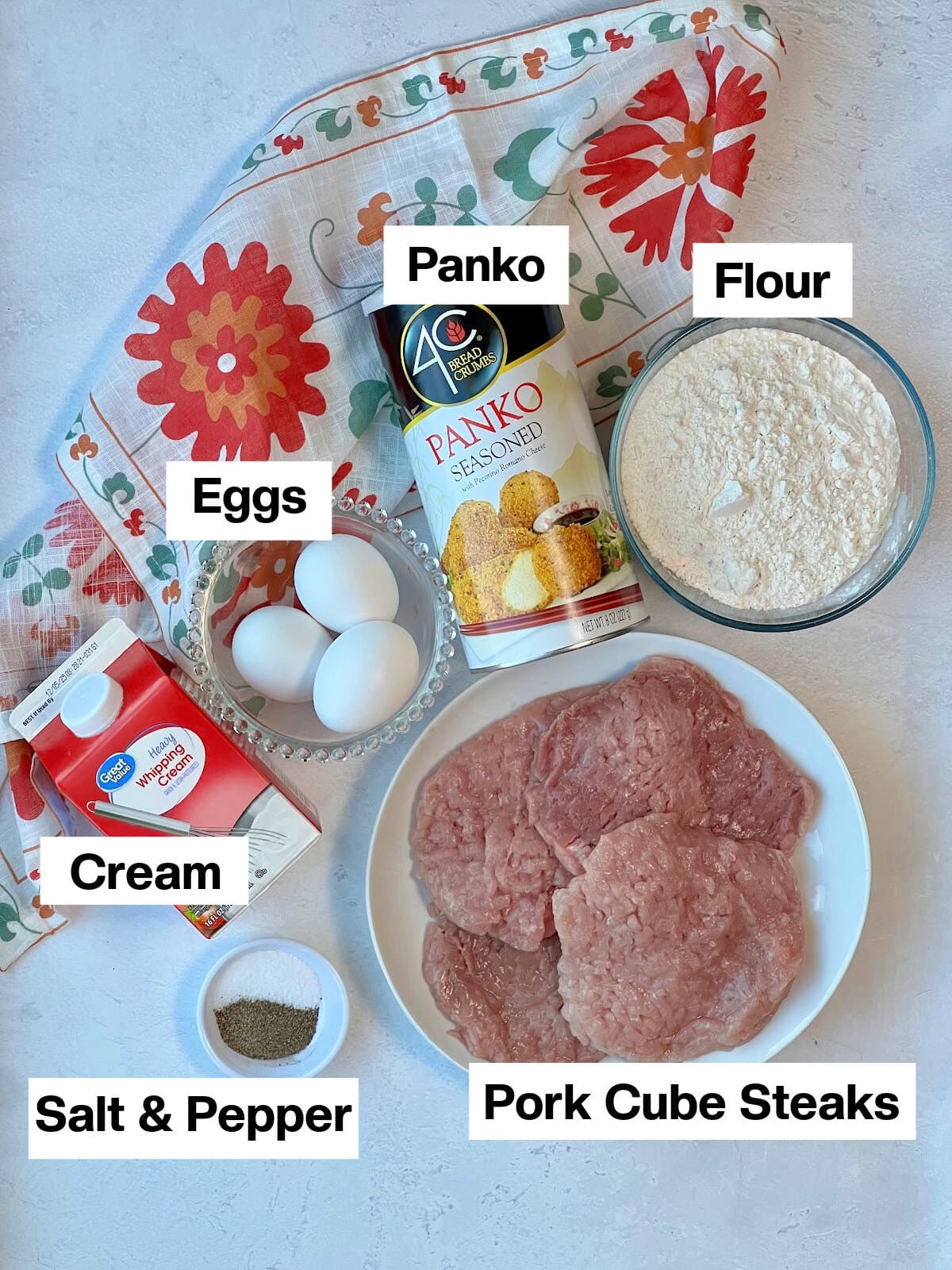 Pork Cube Steak ingredients. 