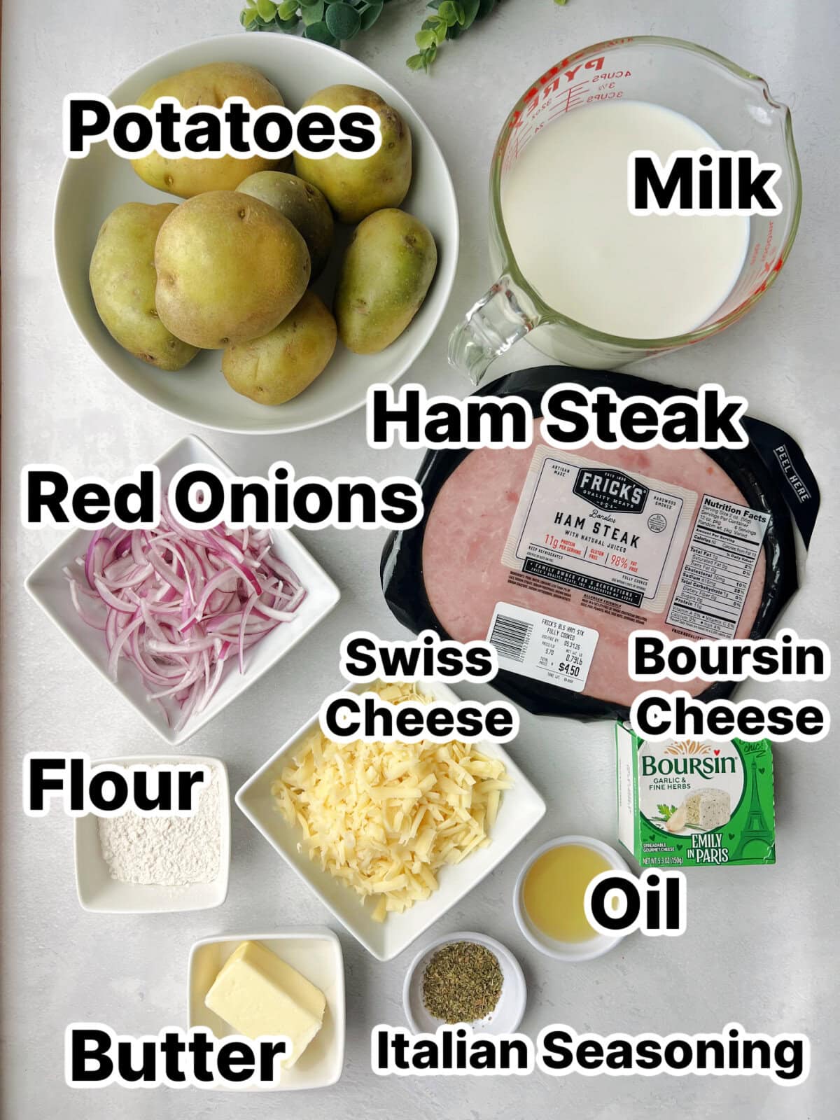 ham-steak-potatoes-ingredients Ham Steak and Creamy Potatoes ingredients.