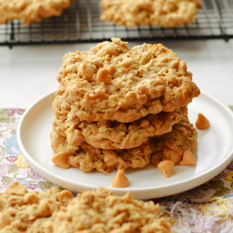 Butterscotch Oatmeal Cookies on a white plate