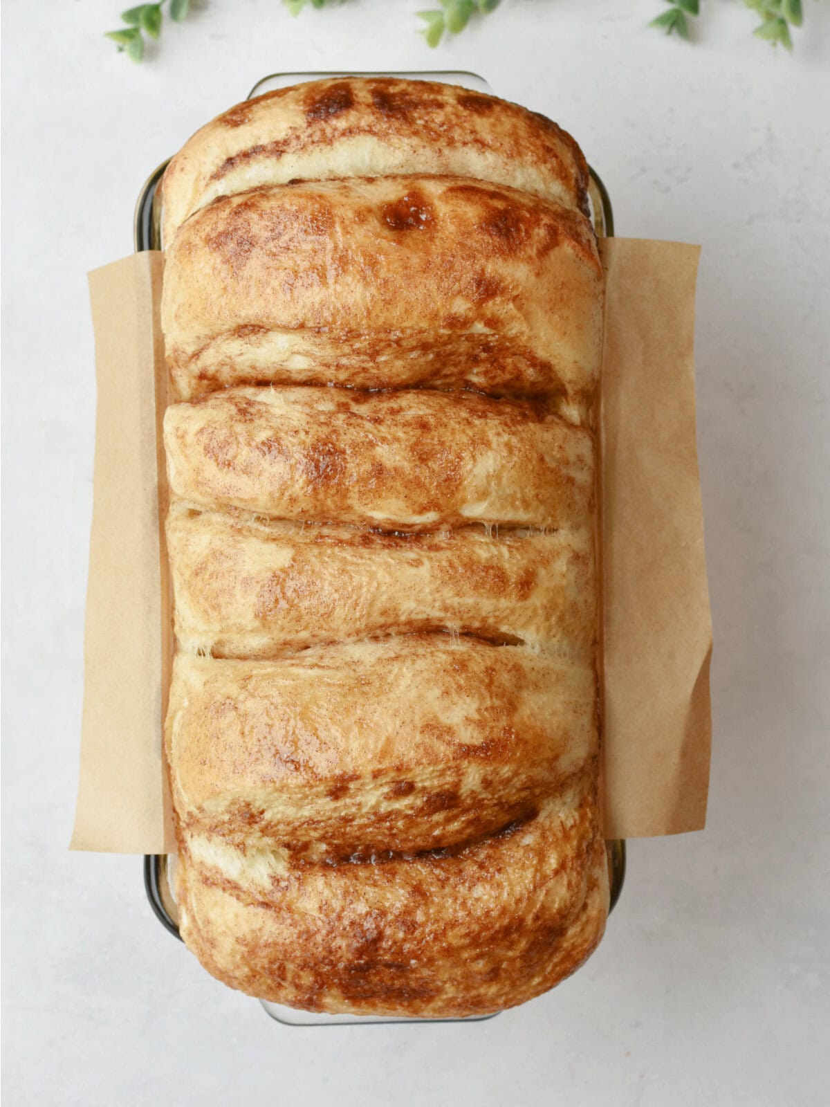 cinnamon-pull-apart-bread-cooked Baked Rhodes bread with cinnamon and sugar.