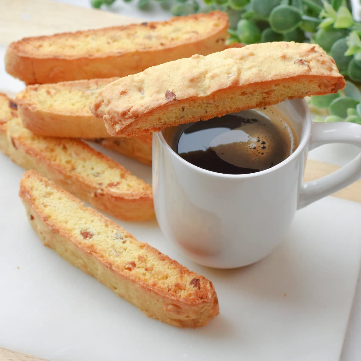 Almond Biscotti with Dried Fruit and coffee.