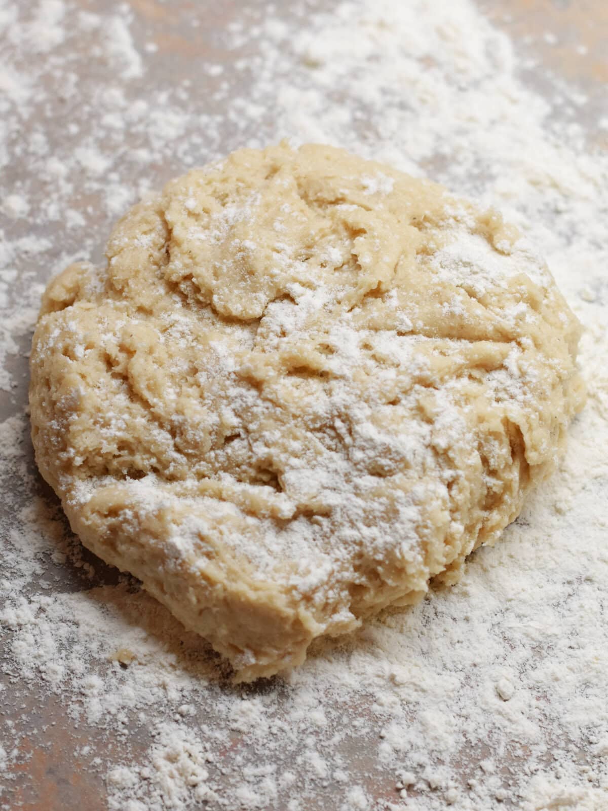 Floured raw cookie dough. 