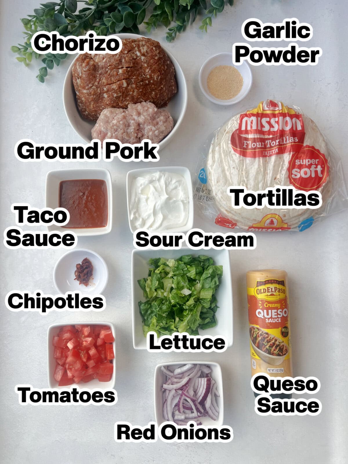 Smash Burger Tacos with Pork ingredients that include chorizo and ground pork. 