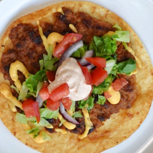 One smash burger taco made with mexican flavors.